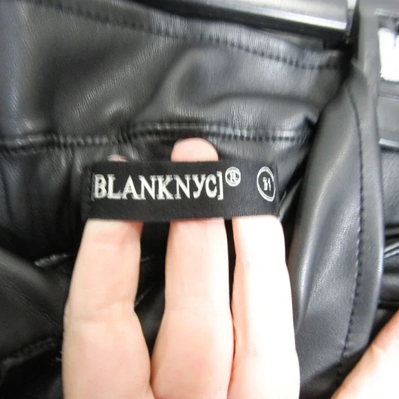 Blank NYC Faux Leather Paper Bag Waist Trousers Women's Size 31 Black Pants - Picture 5 of 13